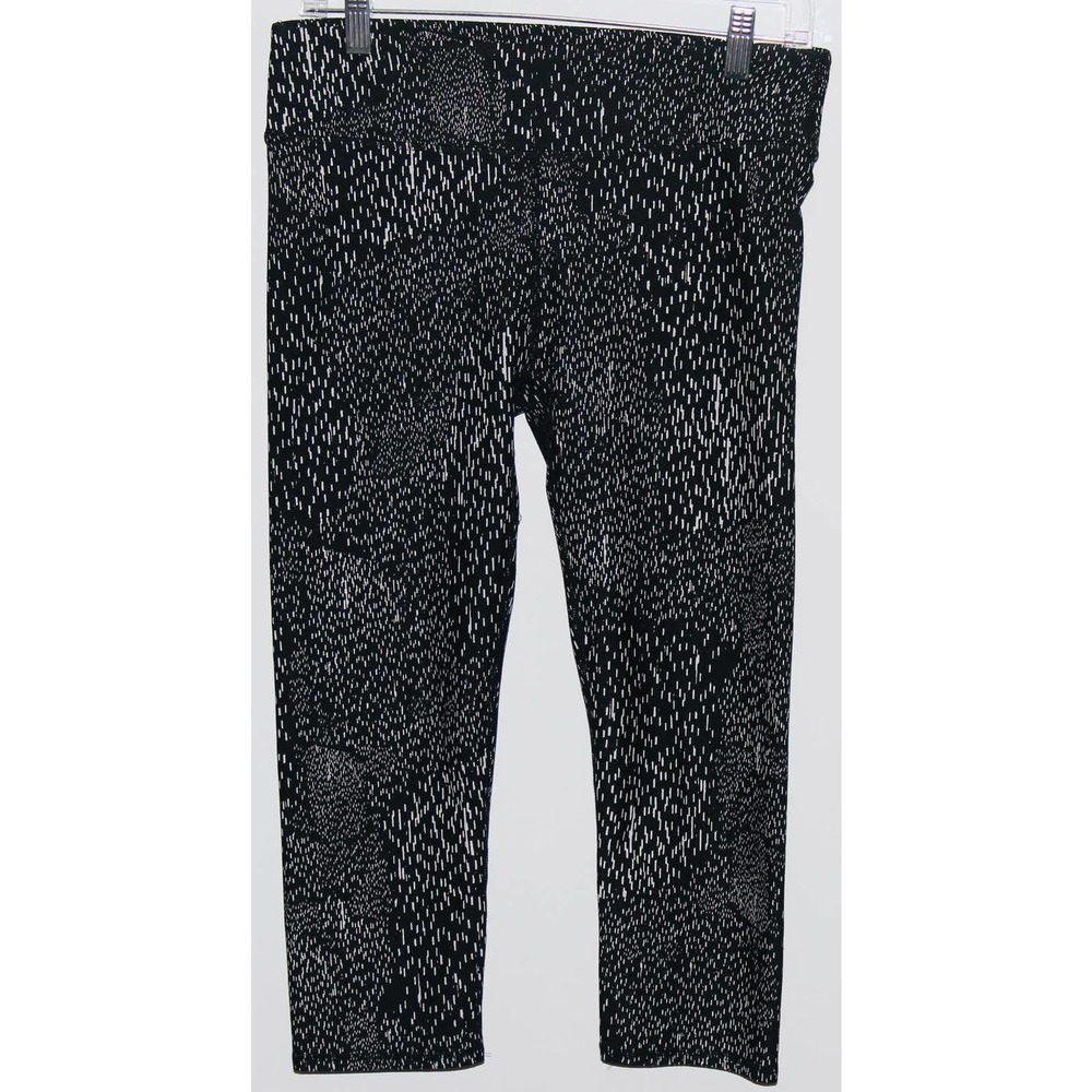 Womens Fabletics Black Gray Cropped Capri Compression Leggings Yoga Pants Size M